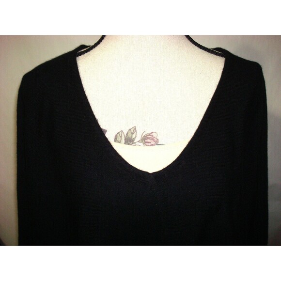 NWT New Womens 2X 1X Ryllace Plus 100% Cashmere Boyfriend Sweater Black Soft 228 - Picture 4 of 7